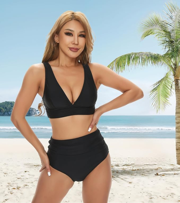 Costum de baie negru din 2 bucati pentru femei, negru XS [3]