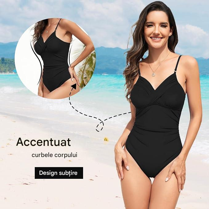 Costum de baie dintr-o bucata pentru femei, negru S [4]