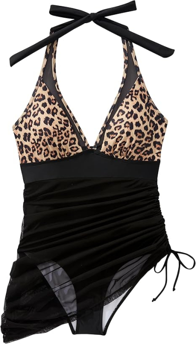 Costum de baie dintr-o bucata pentru femei, negru/crem M [4]