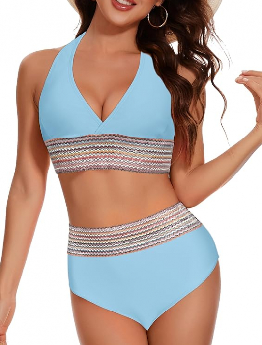 Costum de baie din2 bucati pentru femei, Bleu L [1]