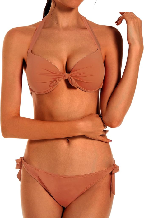 Costum de baie femei din 2 piese kaki 2XL [1]