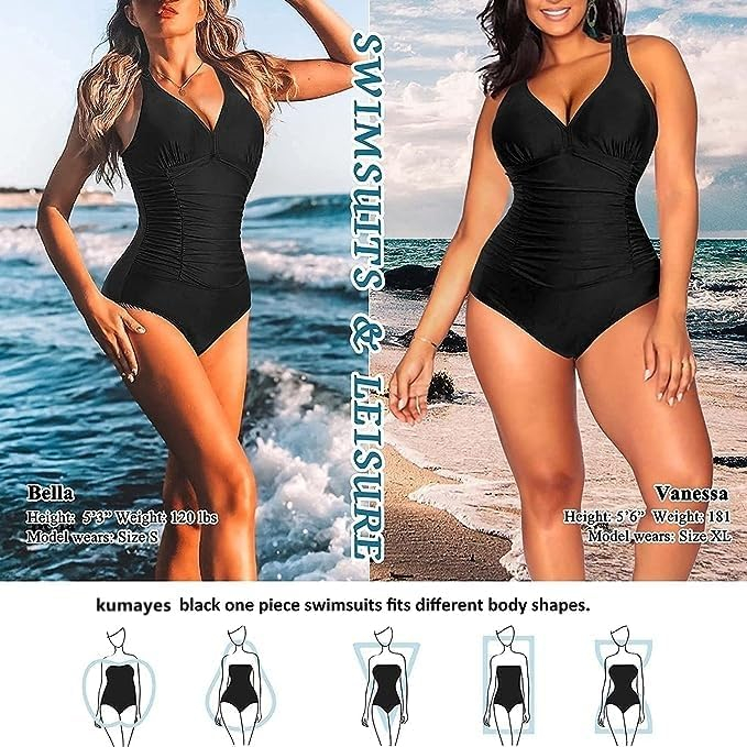 Costum de baie femei dintr-o bucata, cu control al abdomenului,  Negru S [5]