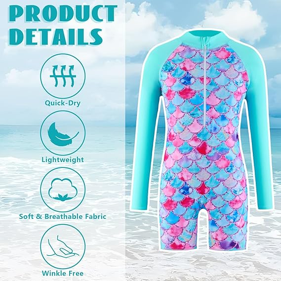 Costum de baie fete dintr-o bucata, maneci lungi, protectie UV, 140 [3]