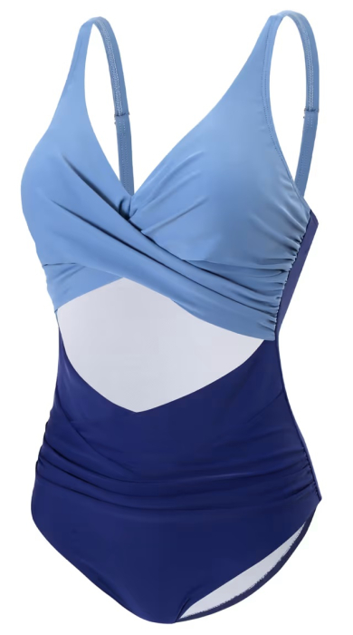 Costum albastru de baie dintr-o bucata pentru femei, elastic, cu uscare rapida, 2XL [5]