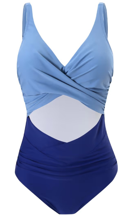 Costum albastru de baie dintr-o bucata pentru femei, elastic, cu uscare rapida, 2XL [4]