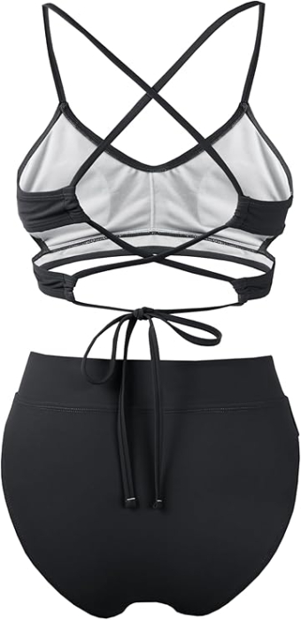 Costum de baie decupat din 2 bucati pentru femei, negru 2XL [4]
