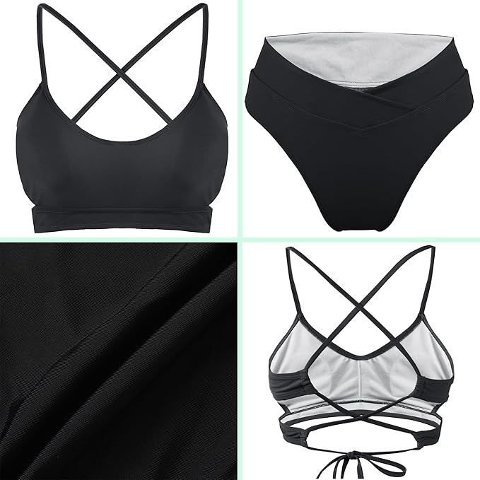Costum de baie decupat din 2 bucati pentru femei, negru 2XL [7]