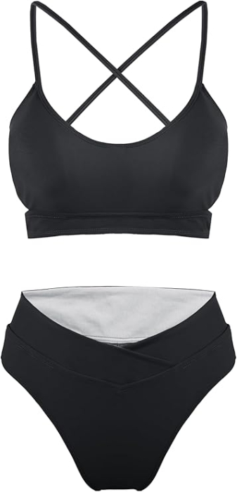 Costum de baie decupat din 2 bucati pentru femei, negru 2XL [3]