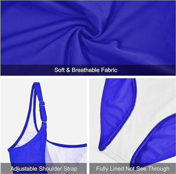 Costum de baie pentru femei, control al abdomenului, albastru,  2XL [6]