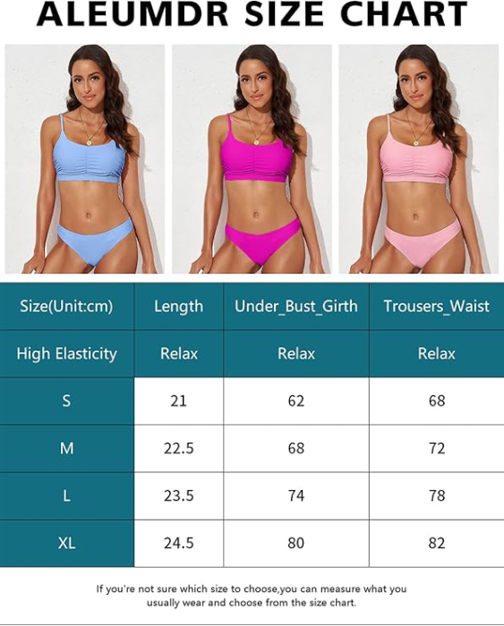 Costum de baie talie inalta din 2 bucati pentru femei, Albastru XL [5]