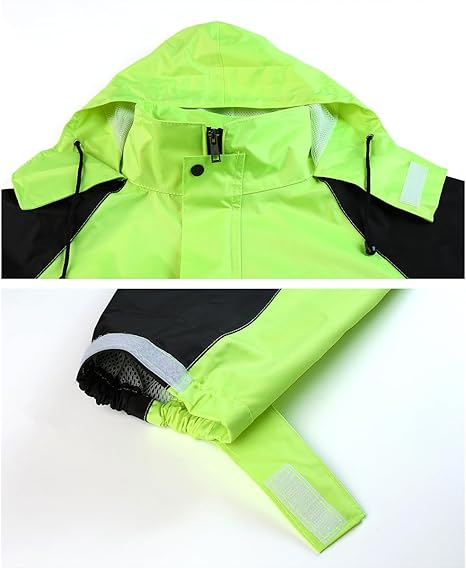 Costum de muca verde/negru impermeabil pentru bărbați, jachetă și pantaloni reflectorizante, rezistente la vânt  XXL [4]