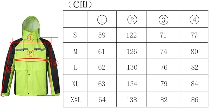 Costum de muca verde/negru impermeabil pentru bărbați, jachetă și pantaloni reflectorizante, rezistente la vânt  XXL [6]