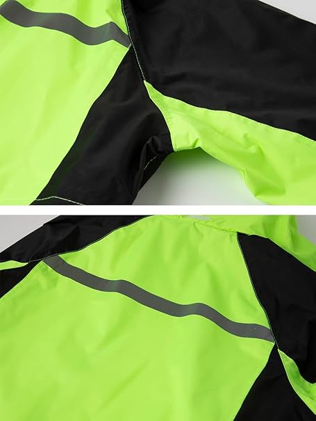 Costum de muca verde/negru impermeabil pentru bărbați, jachetă și pantaloni reflectorizante, rezistente la vânt  XXL [2]