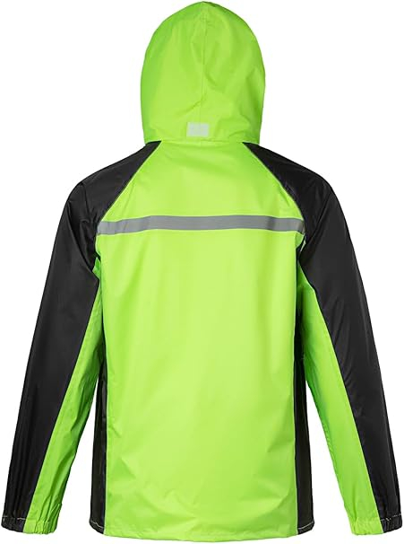 Costum de muca verde/negru impermeabil pentru bărbați, jachetă și pantaloni reflectorizante, rezistente la vânt  XXL [3]