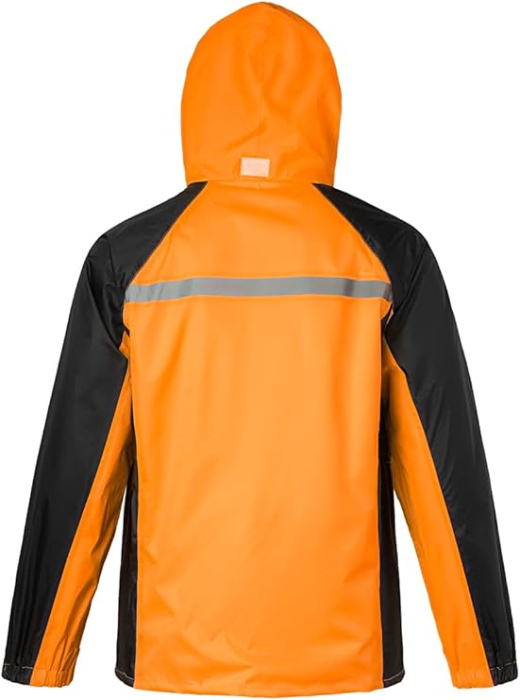 Costum de muca portocaliu/negru impermeabil pentru bărbați, jachetă și pantaloni reflectorizante, rezistente la vânt  XXL [3]