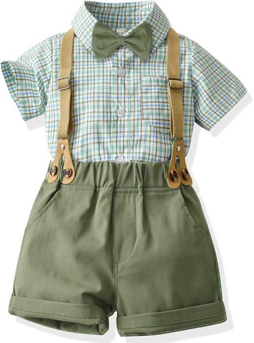 Costum lejer pentru baieti, ideal evenimente, 2 piese, 1-2 ani, 90 cm, verde [1]