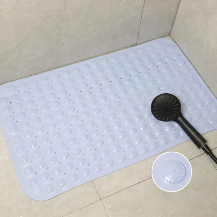 Covoraș albastru de duș anti-alunecare cu orificii de scurgere si ventuze 48x48 cm [2]