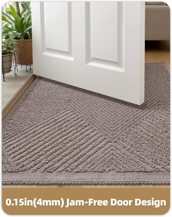Covoraș aspru de intrare, anti-alunecare, herringbone – Taupe 60x90cm [3]