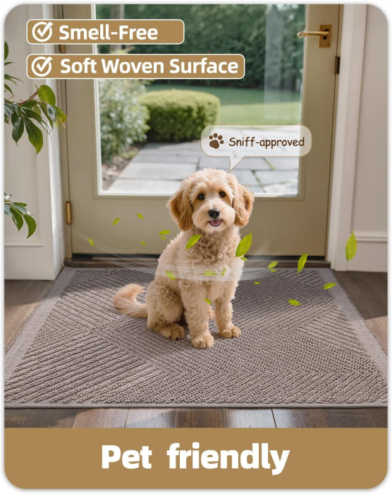 Covoraș aspru de intrare, anti-alunecare, herringbone – Taupe 60x90cm [6]