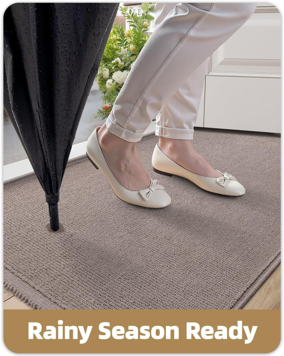 Covoraș aspru de intrare, anti-alunecare, herringbone – Taupe 60x80cm [6]