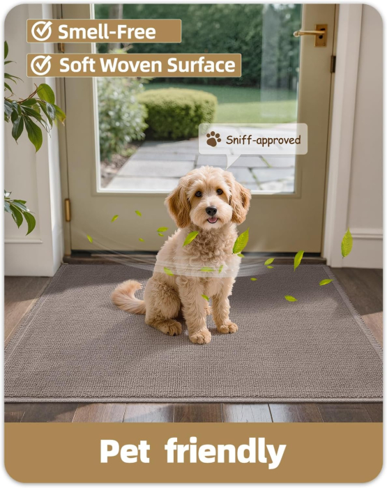 Covoraș aspru de intrare, anti-alunecare, herringbone – Taupe 60x80cm [5]