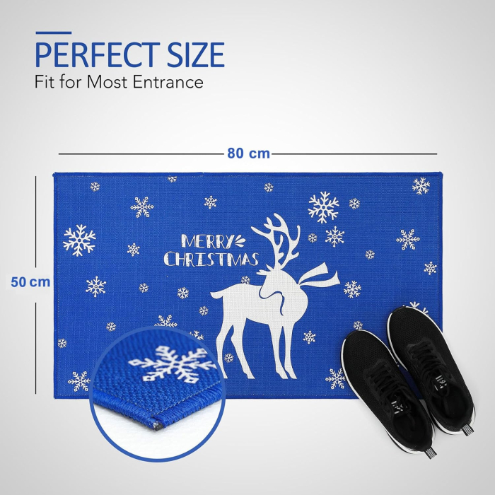 Covor de intrare de Crăciun decorativ antiderapant – Albastru 50 x 80 cm [2]