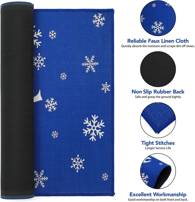 Covor de intrare de Crăciun decorativ antiderapant – Albastru 50 x 80 cm [5]