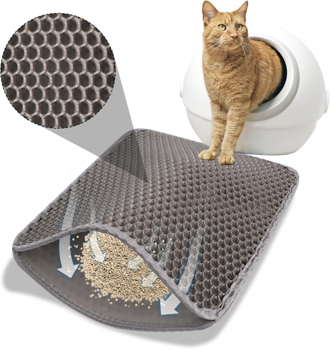 Covoras asternut pentru pisici cu colectare nisip, lavabil, rezistent, pliabil, 30x40 cm [1]