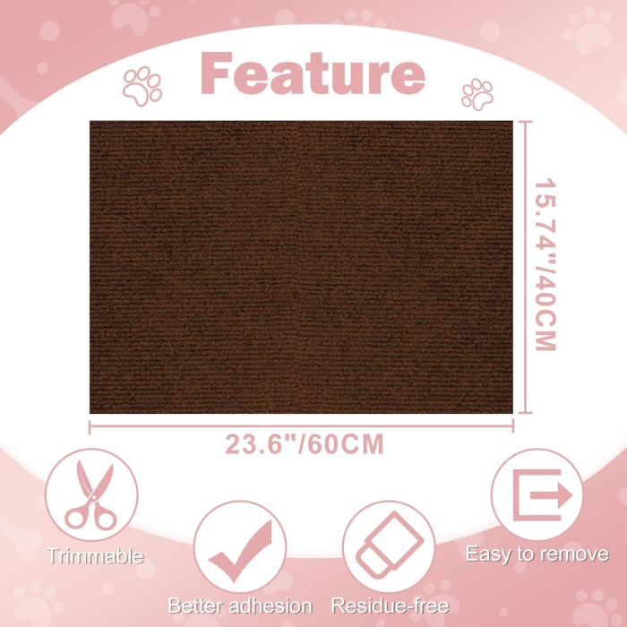 Covoras autoadeziv pentru zgârieturi pisici 60x40 cm, maro [7]