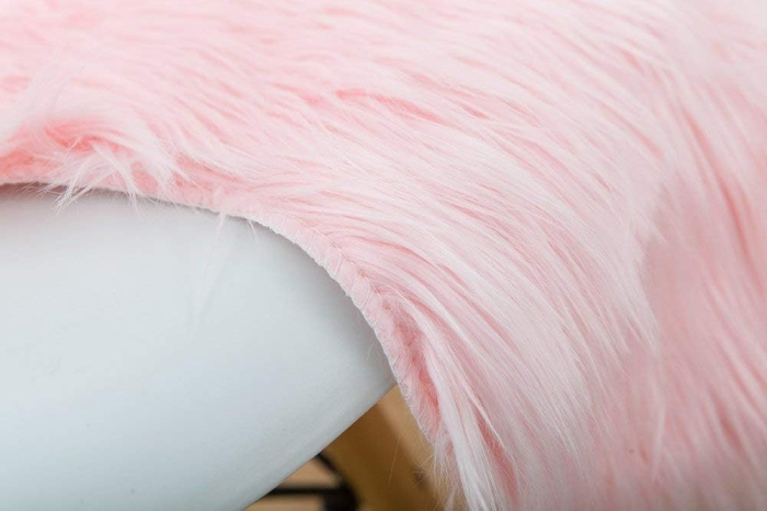 Covoraș roz din blana de oaie artificiala, moale, usor, 80x180 cm [4]