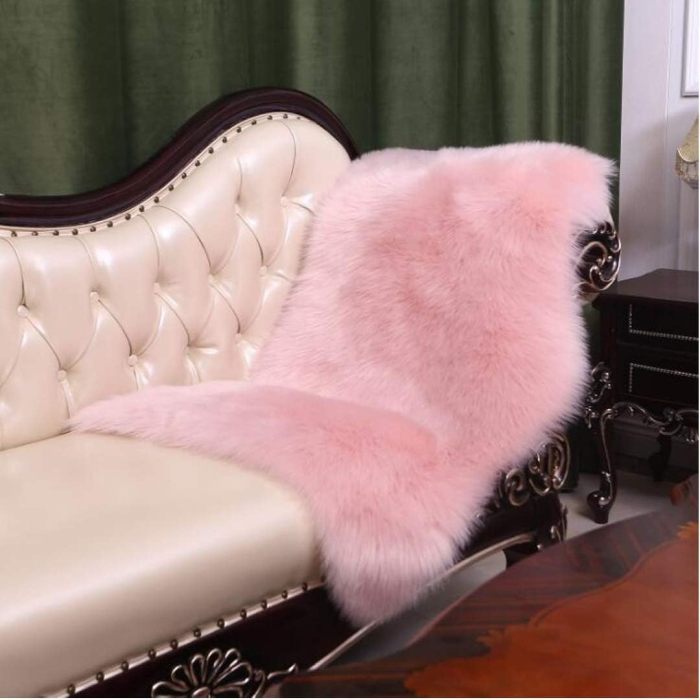 Covoraș roz din blana de oaie artificiala, moale, usor, 80x180 cm [6]