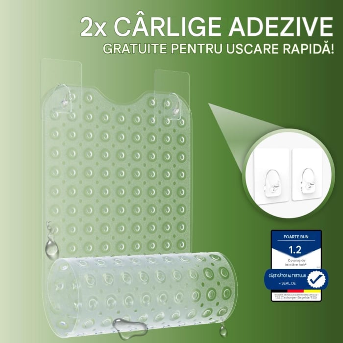 Covoraș de duș anti-alunecare 40x100 cm, cu 200 ventuze, albastru transparent [5]