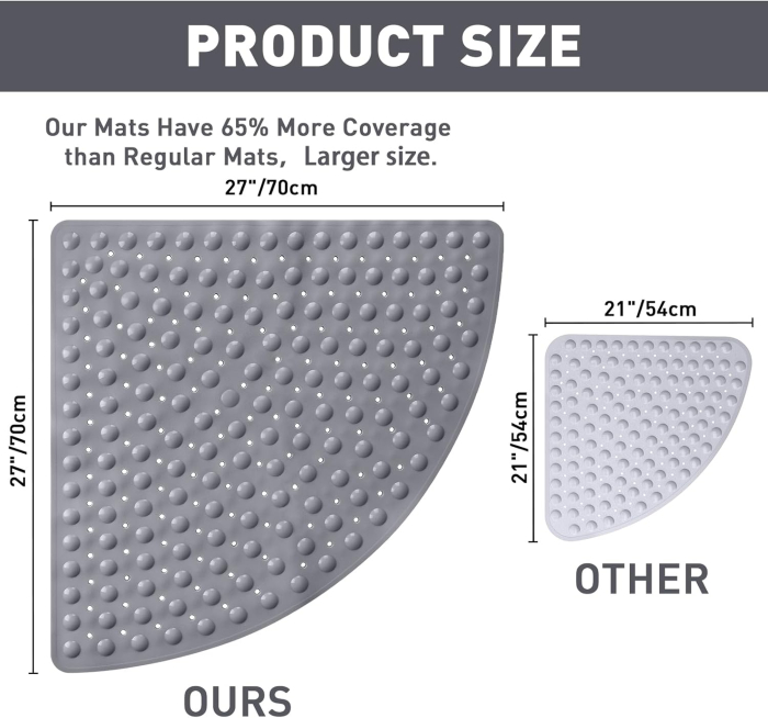 Covoraș de duș anti-alunecare 70x70 cm, semirotund [2]