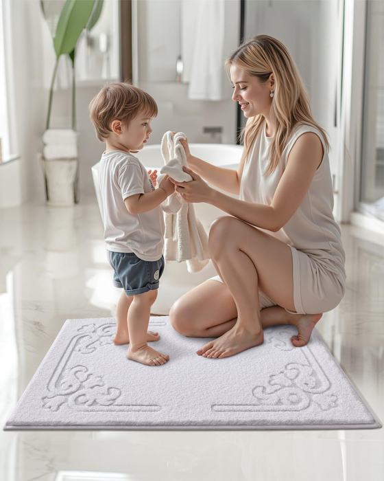 Covoraș alb de baie anti-alunecare 44x76cm,  moale si lavabil [7]