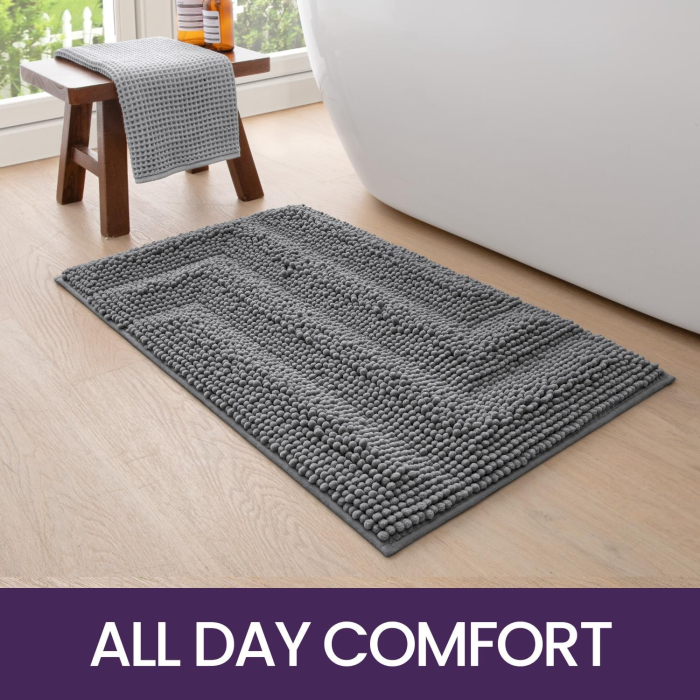 Covoraș moale de duș anti-alunecare, lavabil, gri 50x80 cm [8]