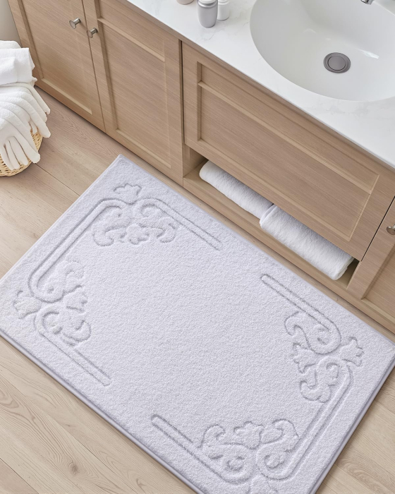 Covoraș alb de baie anti-alunecare 44x76cm,  moale si lavabil [4]