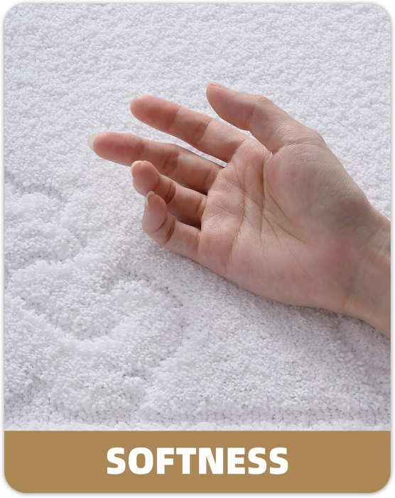 Covoraș alb de baie anti-alunecare 44x76cm,  moale si lavabil [2]