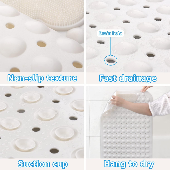 Covoraș de duș anti-alunecare 70x40 cm, cu ventuze si masaj, Alb [3]