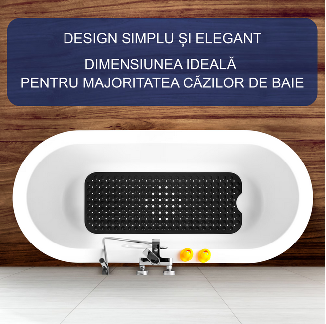 Covoraș de duș anti-alunecare 40x100 cm, cu 200 ventuze, Negru [4]