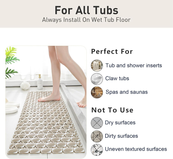 Covoraș de duș anti-alunecare 90x40 cm, cu 156 ventuze, maro [8]