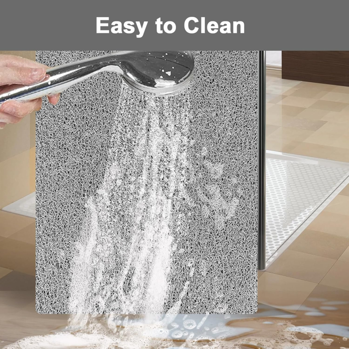 Covoraș gri de duș anti-alunecare cu orificii de scurgere 40x100 cm [6]