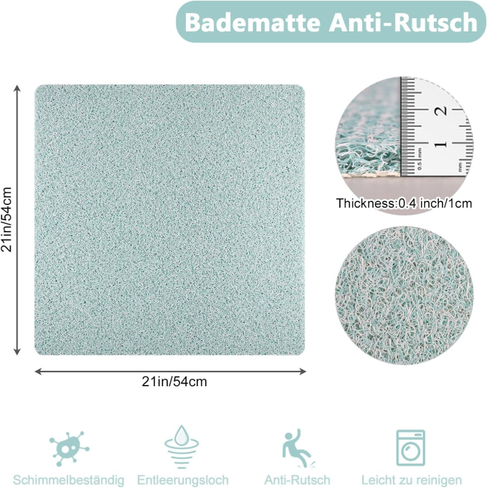 Covoraș de duș anti-alunecare cu orificii de scurgere 54x54 cm [2]