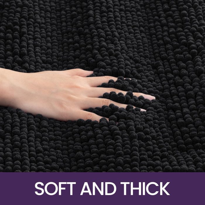 Covoraș moale de duș anti-alunecare, lavabil, negru 50x80 cm [5]