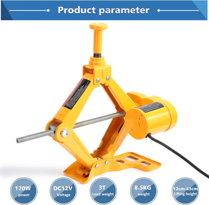 Cric electric pentru mașină 3T, ridicare 12-35 cm sau 17-42 cm [4]