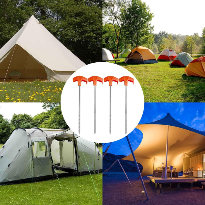 Cuie fixare cort, ancorare in aer liber, 4 bucati otel inoxidabil [7]