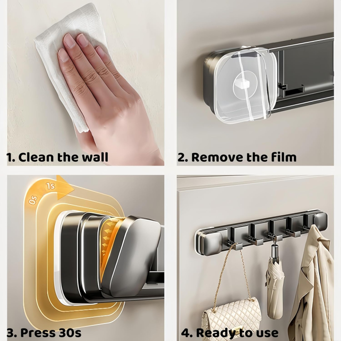 Cuier cu 5 carlige rabatabile gri pentru max 5kg fiecare, 41x6x2x cm [6]