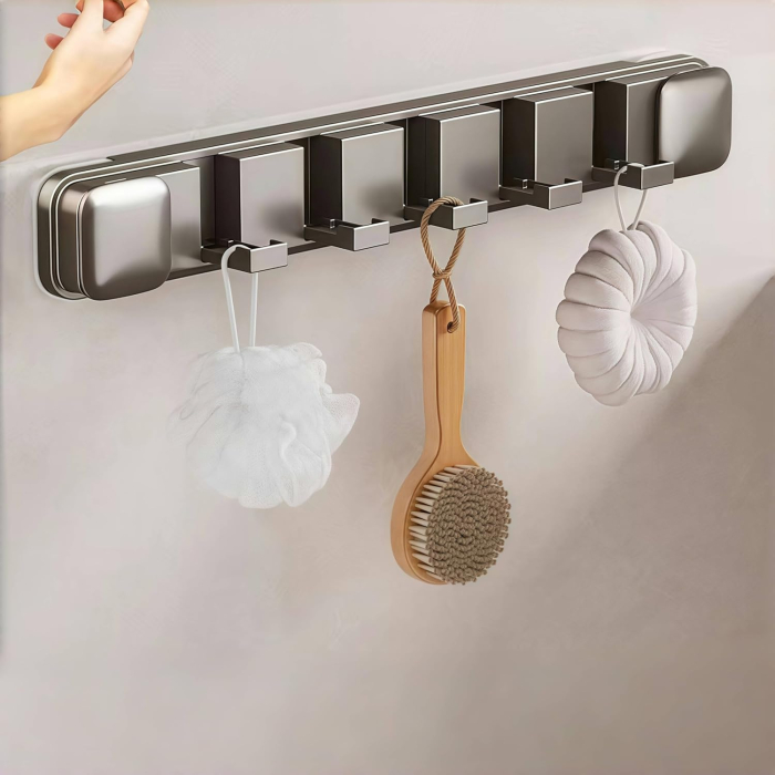 Cuier cu 5 carlige rabatabile gri pentru max 5kg fiecare, 41x6x2x cm [3]