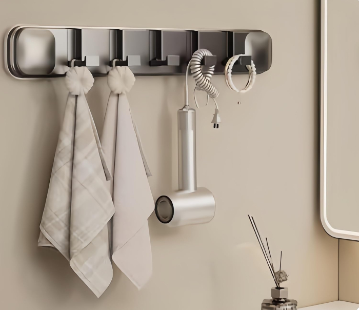 Cuier cu 5 carlige rabatabile gri pentru max 5kg fiecare, 41x6x2x cm [7]