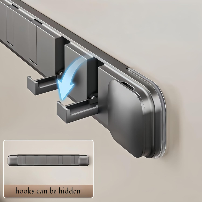 Cuier cu 5 carlige rabatabile gri pentru max 5kg fiecare, 41x6x2x cm [5]