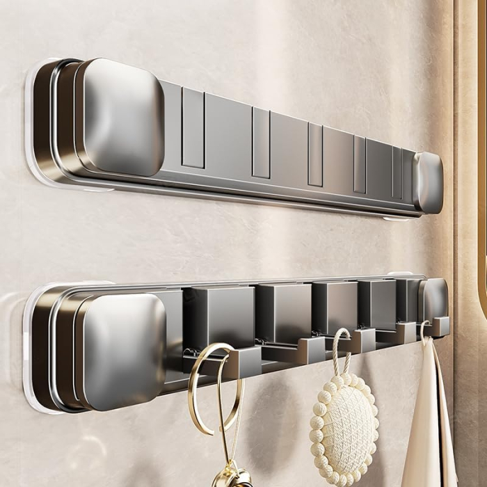 Cuier cu 5 carlige rabatabile gri pentru max 5kg fiecare, 41x6x2x cm [2]